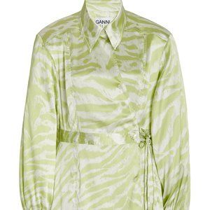 COPY - GANNI SILK STRETCH SATIN WRAP DRESS Size Small